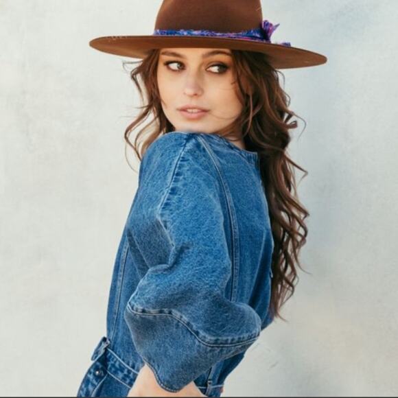 Women’s Lovely bird Malibu Fedora 100% wool whiskey color embellished silk Large - Picture 3 of 16